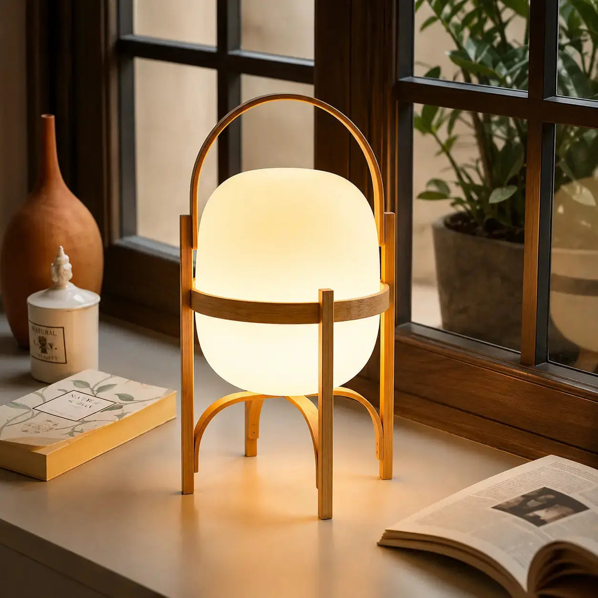 Lampe de chevet Osaka en ambiance salon près d'une fenêtre