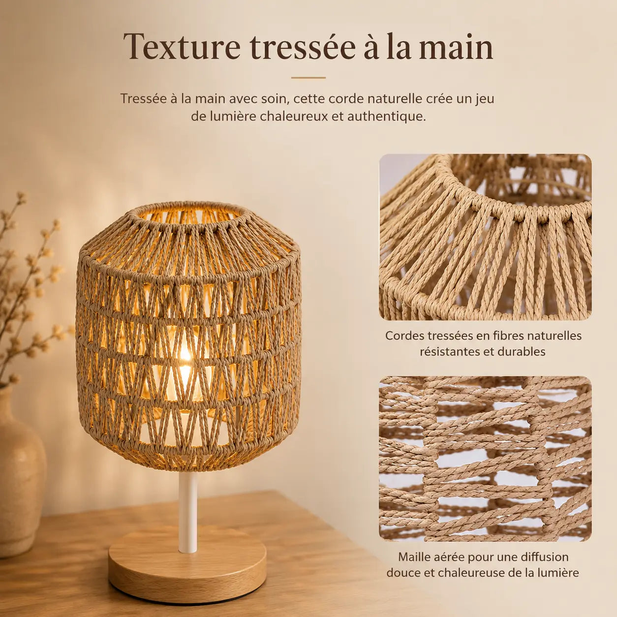 Abat-jour Imitation Rotin Tressé pour Suspension - Rotina | Cocon de Lune