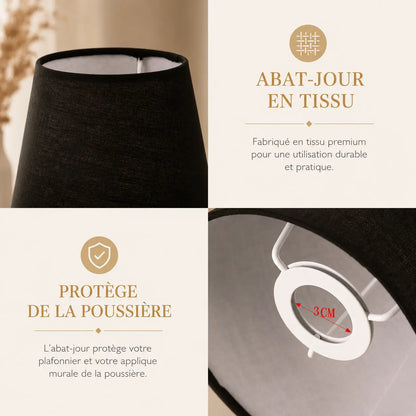 Abat-jour Conique en Tissu Noir - Ombra | Cocon de Lune