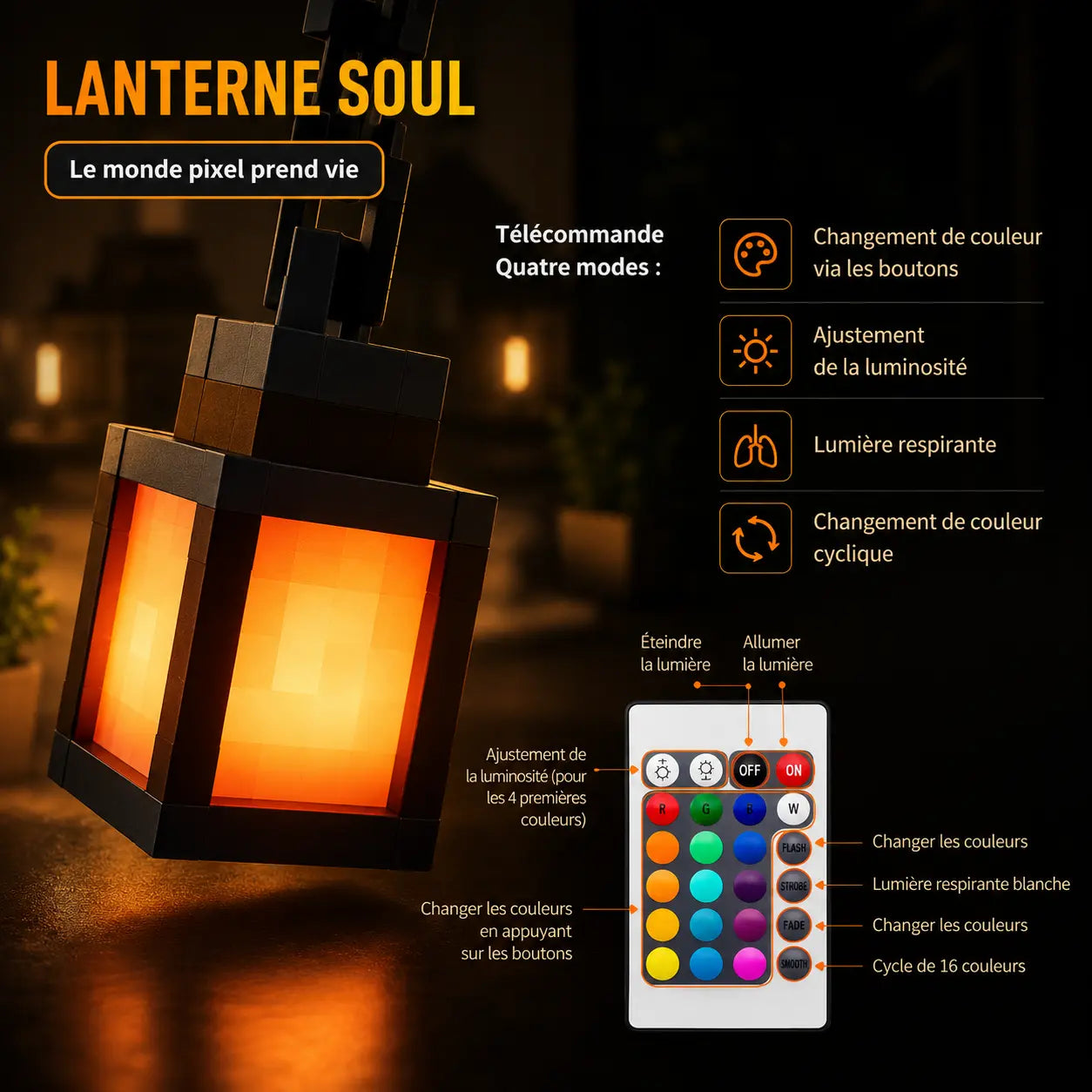 Veilleuse LED Pixel Art Rechargeable - Arcade | Cocon de Lune