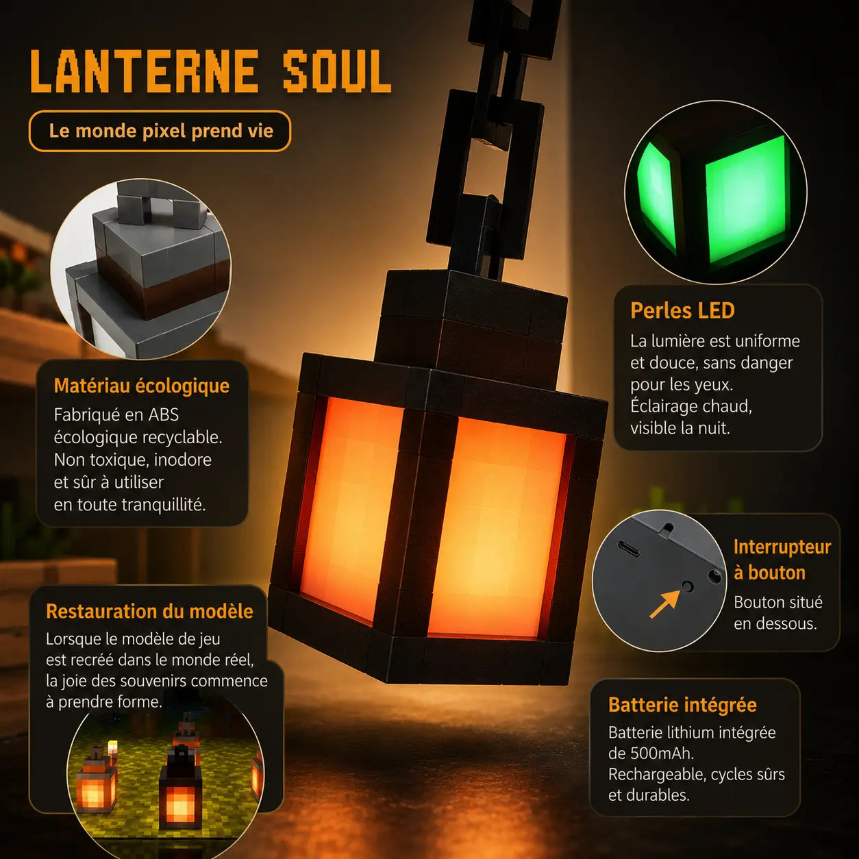 Veilleuse LED Pixel Art Rechargeable - Arcade | Cocon de Lune