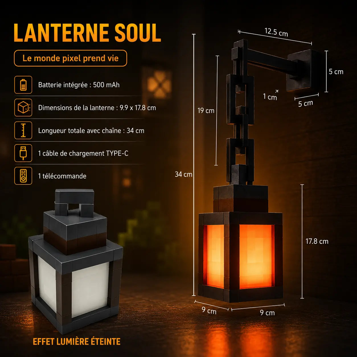 Veilleuse LED Pixel Art Rechargeable - Arcade | Cocon de Lune