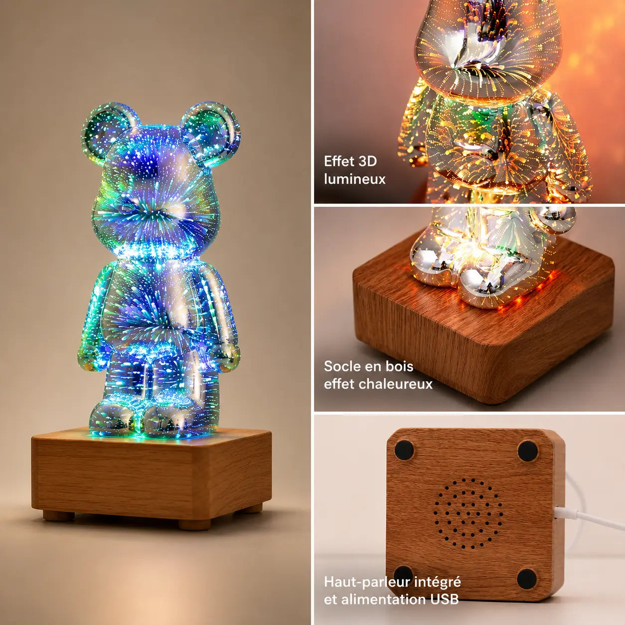Veilleuse Ourson Feu d'Artifice USB - BearSpark | Cocon de Lune