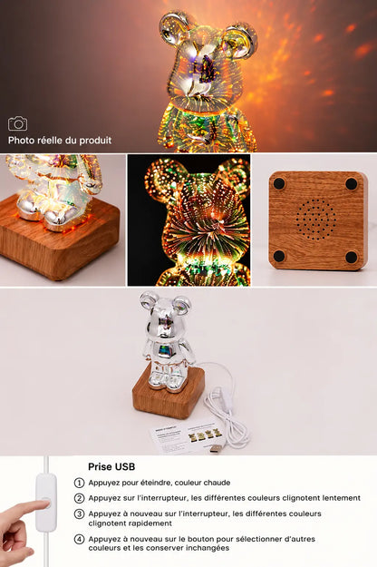 Veilleuse Ourson Feu d'Artifice USB - BearSpark | Cocon de Lune
