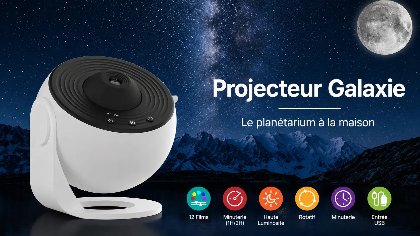 Veilleuse Projecteur Galaxie HD 12 en 1 - NovaCiel | Cocon de Lune