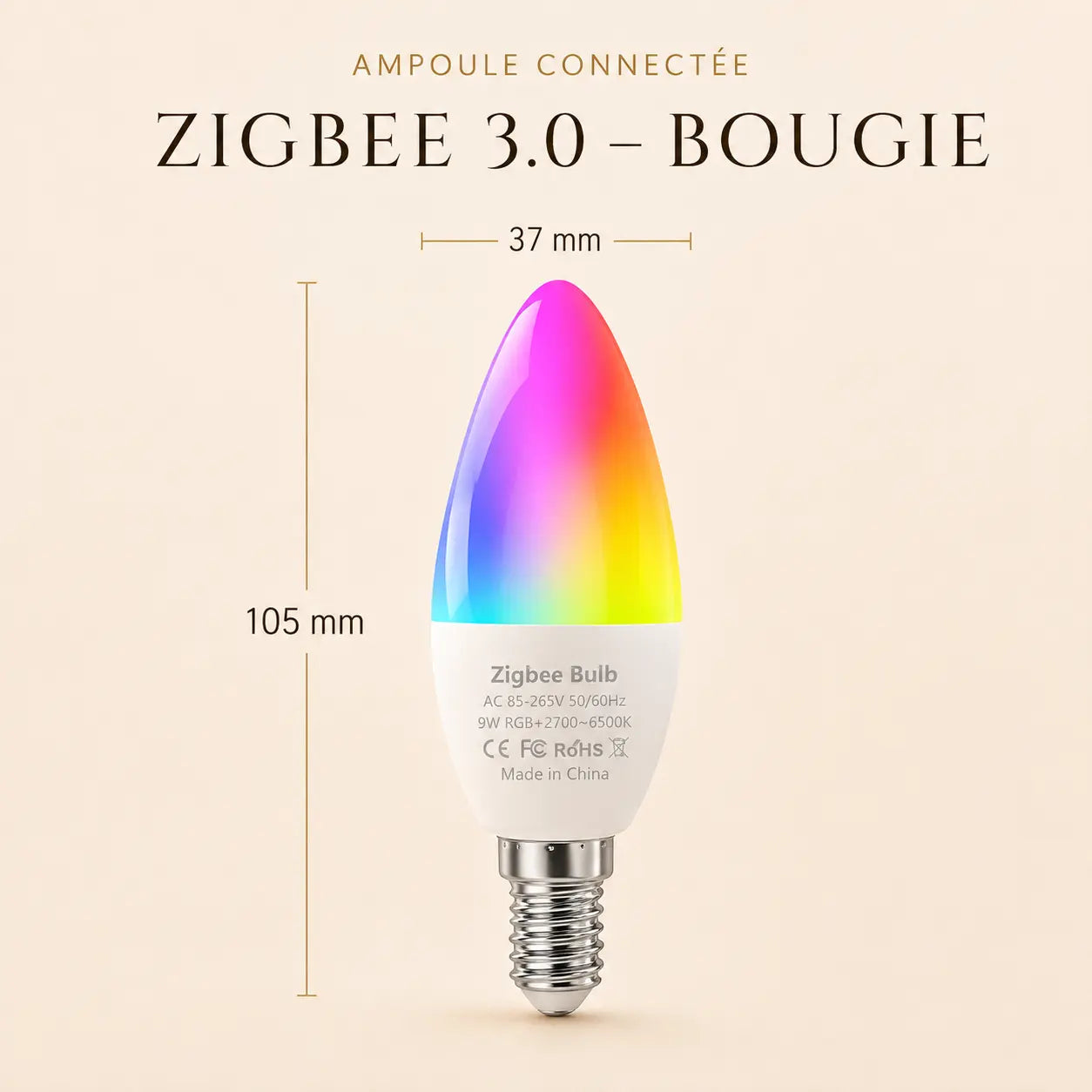 Ampoule Connectée Flamme E14 Zigbee - Chandelle | Cocon de Lune