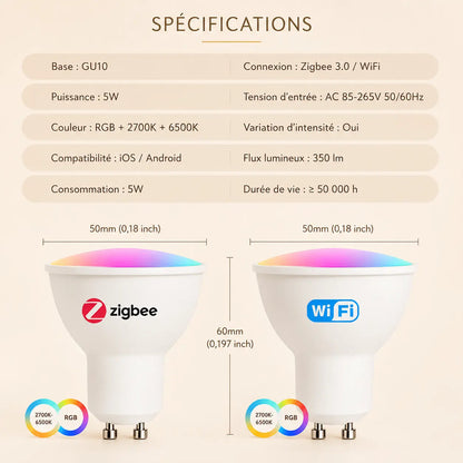 Ampoule Connectée Spot GU10 RGB - Halo | Cocon de Lune