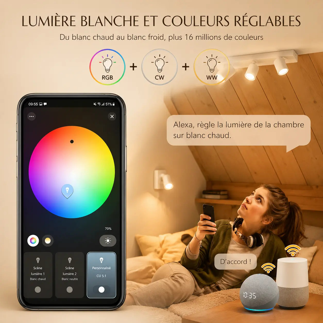 Ampoule Connectée Spot GU10 RGB - Halo | Cocon de Lune