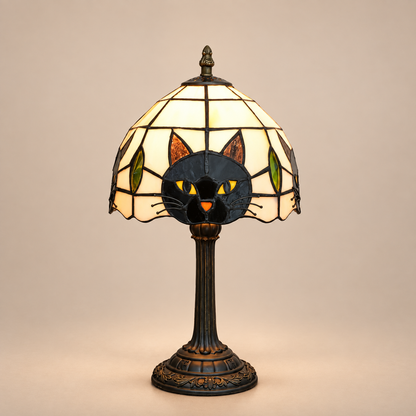 Lampe de Chevet Tiffany Chat - Mistigri | Cocon de Lune - Chat Noir