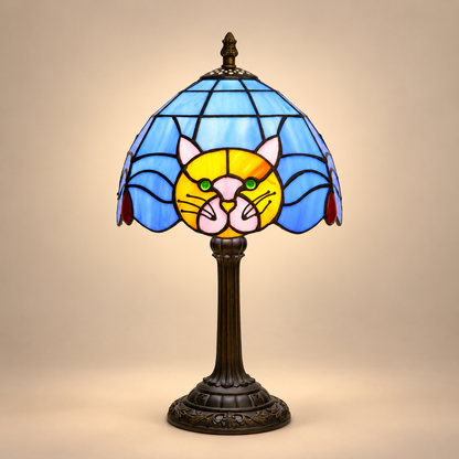 Lampe de Chevet Tiffany Chat - Mistigri | Cocon de Lune - Chat Roux