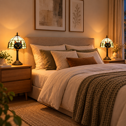 Lampe de Chevet Tiffany Chat - Mistigri | Cocon de Lune - Paire en chambre