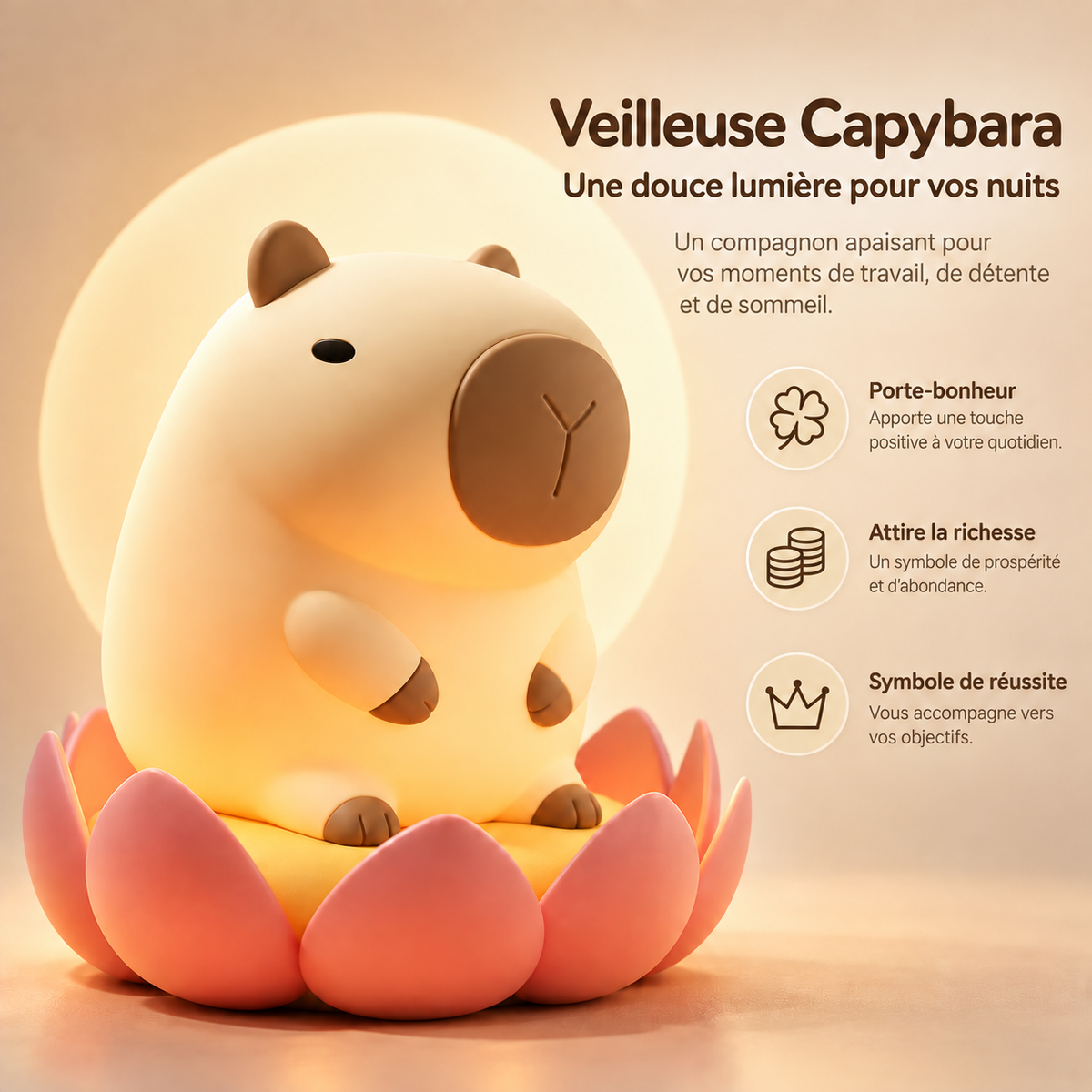 Veilleuse Capybara à Piles - Douce Nuit | Cocon de Lune