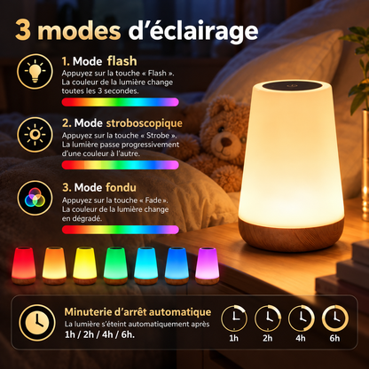 Lampe de Chevet Tactile RGB Rechargeable - LumiSense | Cocon de Lune