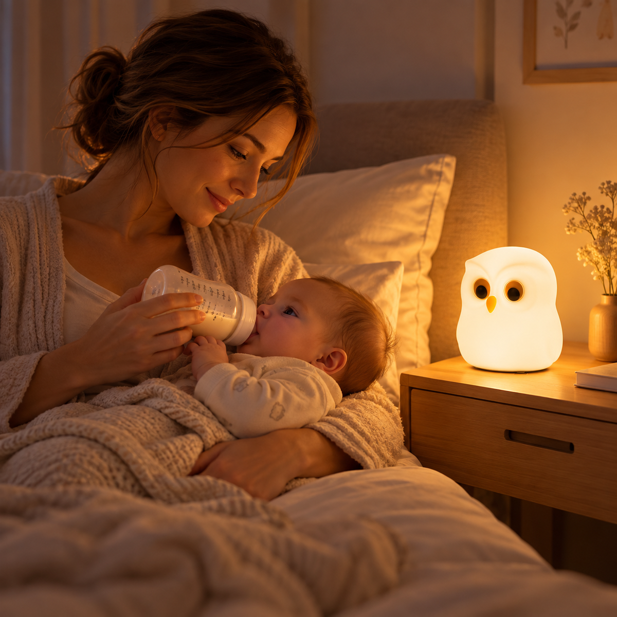 Veilleuse Hibou Tactile Silicone - CalmMoon | Cocon de Lune