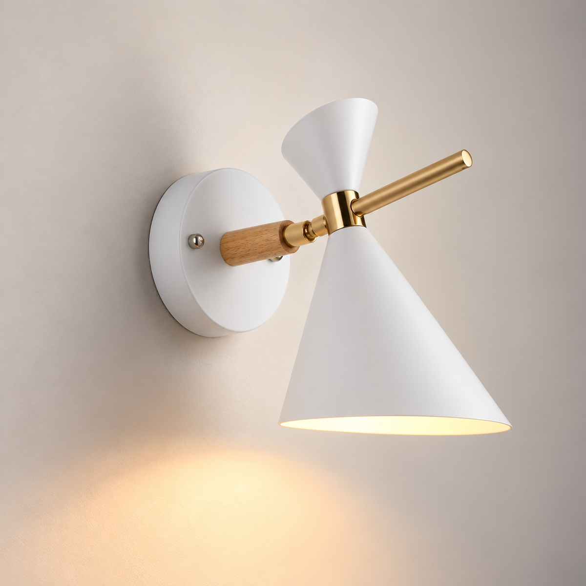 Lampe de chevet murale LumiWall modèle Diabolo blanc, applique compacte en métal