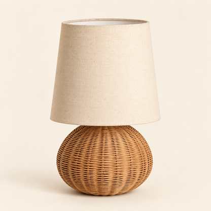 Grande Lampe de Chevet en Rotin Tressé - Tissage Élégant | Cocon de Lune - modèle Boule