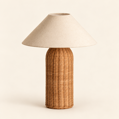 Grande Lampe de Chevet en Rotin Tressé - Tissage Élégant | Cocon de Lune - modèle Colonne