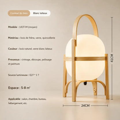 Lampe de chevet Osaka taille moyenne (24×41cm) coloris bois naturel - fiche technique