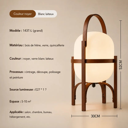 Lampe de chevet Osaka taille grande (30×52cm) coloris noyer - fiche technique