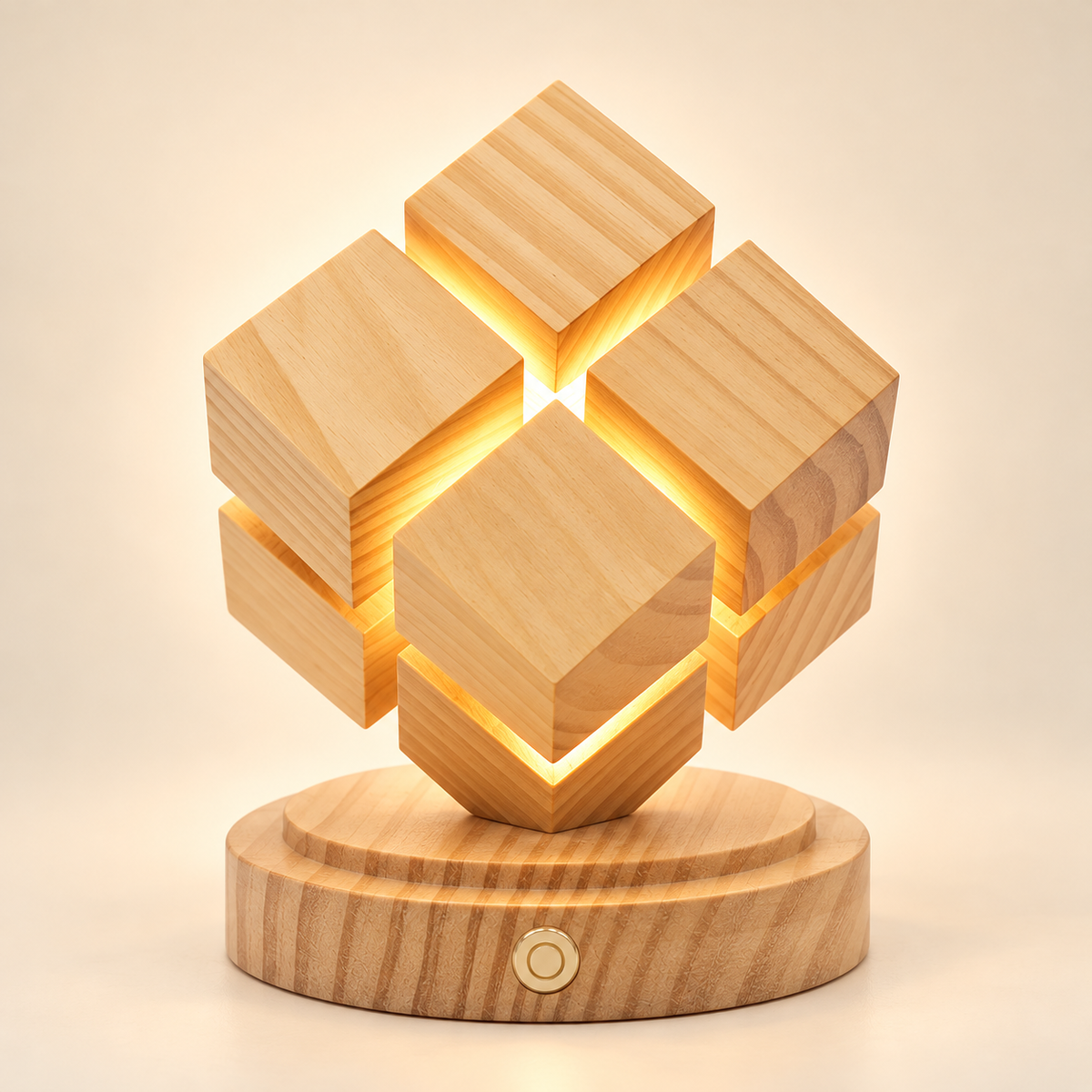 Lampe Cube en Bois Tactile - Kubo | Cocon de Lune