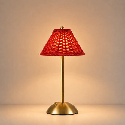 Lampe d'Ambiance en Rotin Rechargeable | Cocon de Lune Rouge