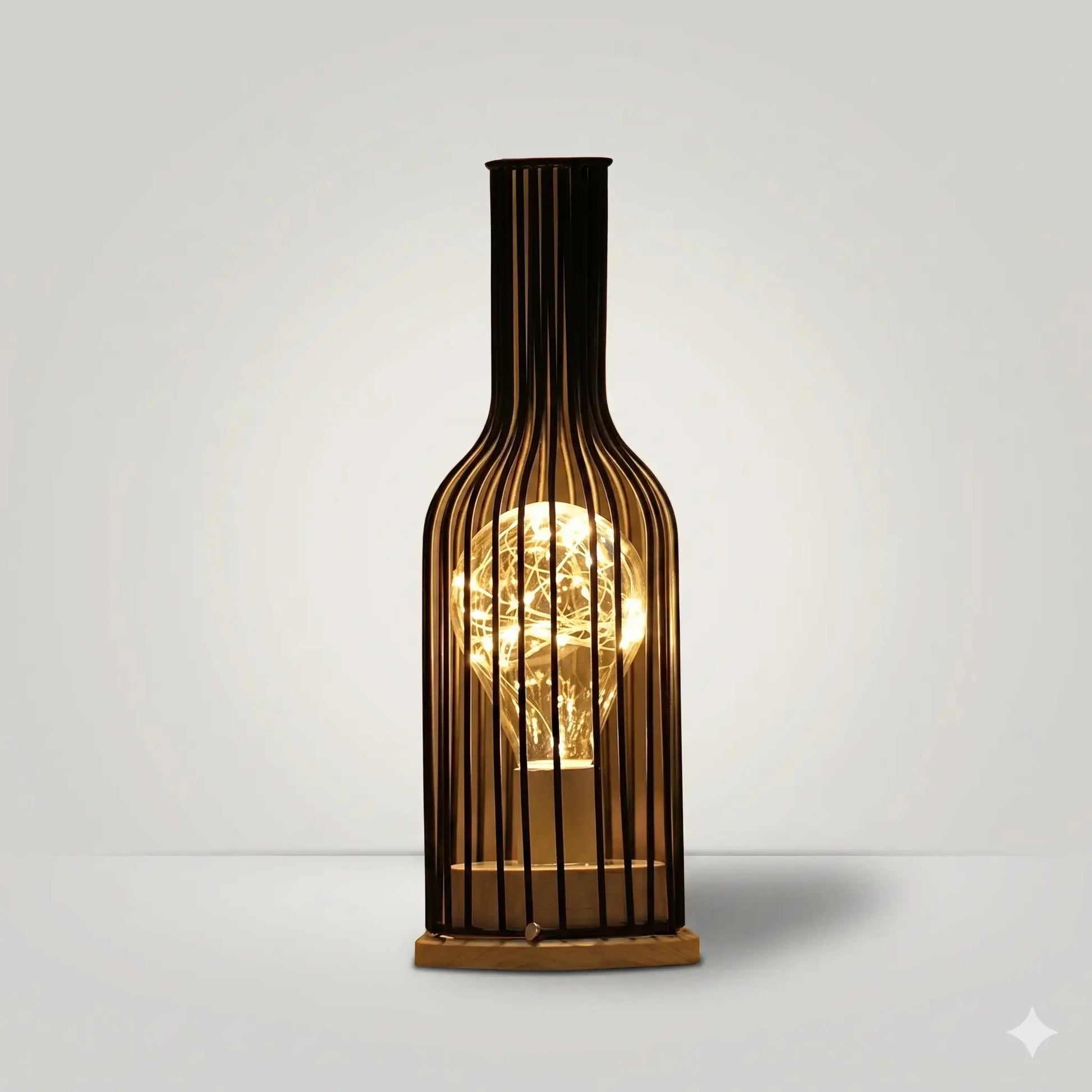 Lampe de Chevet à Pile Industrielle - BlackSteel | Cocon de Lune Bouteille de Vin