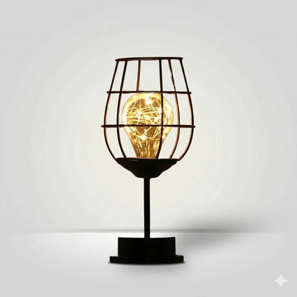 Lampe de Chevet à Pile Industrielle - BlackSteel | Cocon de Lune Verre de Vin