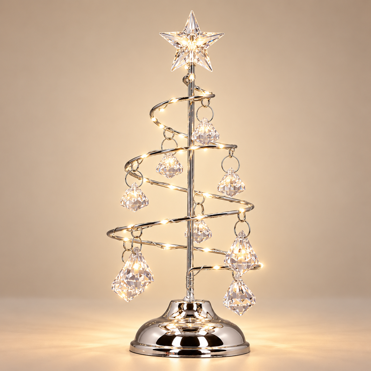 Sapin de Noël lumineux Petite Balade argenté avec LED blanc chaud et cristaux acryliques | Cocon de Lune