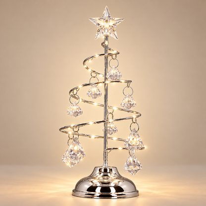 Sapin de Noël lumineux Petite Balade argenté avec LED blanc chaud et cristaux acryliques | Cocon de Lune