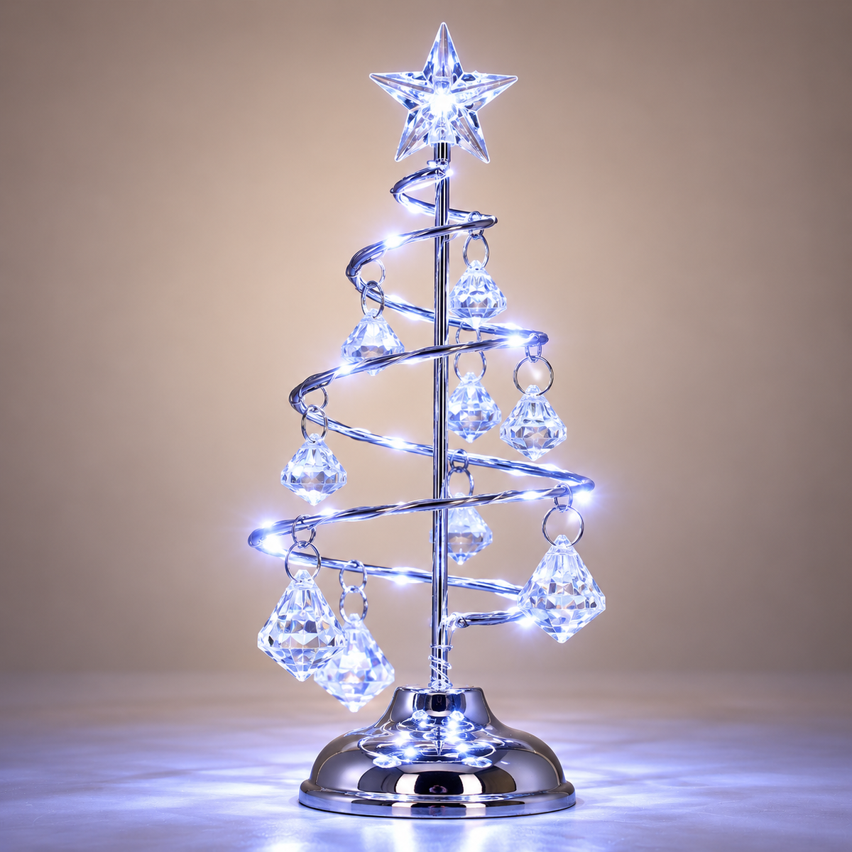 Sapin de Noël lumineux Petite Balade argent, cristaux acryliques et lumière blanche fraîche | Cocon de Lune