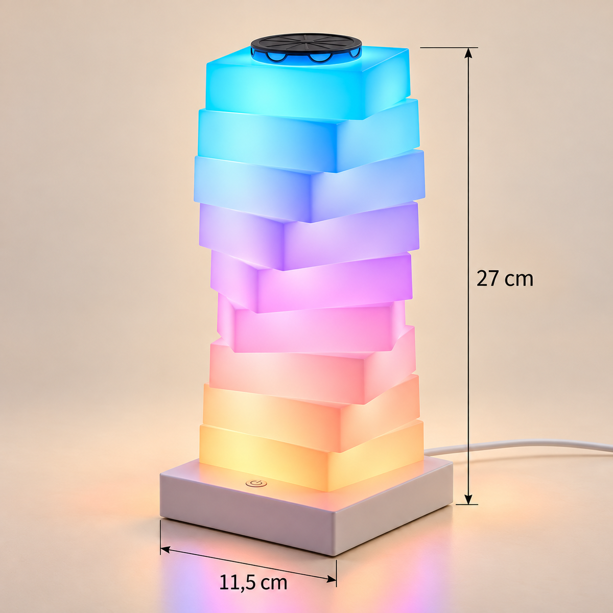 Lampe de Chevet Ado Tour de Blocs Lumineux - Pixel | Cocon de Lune - dimensions 27 x 11,5 cm
