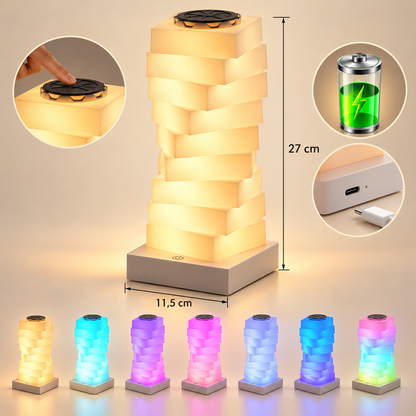Lampe de Chevet Ado Tour de Blocs Lumineux - Pixel | Cocon de Lune - Rechargeable sans fil, dimensions et couleurs