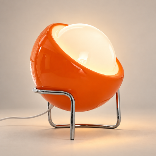Lampe de chevet boule orange Orbe sur pied en acier | Cocon de Lune