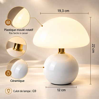 Lampe de Chevet Champignon en Céramique - PearlMush | Cocon de Lune - Blanc abat-jour plastique, dimensions