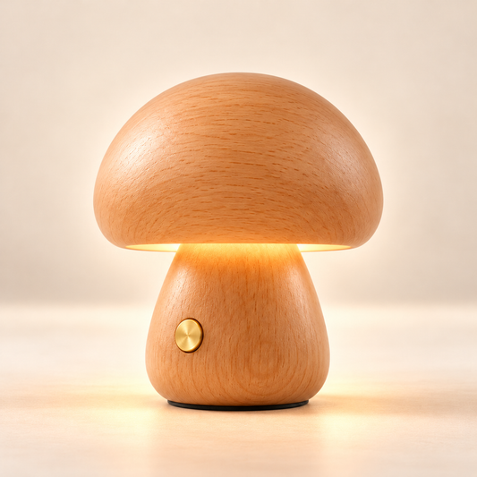 Lampe de Chevet Champignon en Bois - SousBois | Cocon de Lune - Bois clair, petit modèle