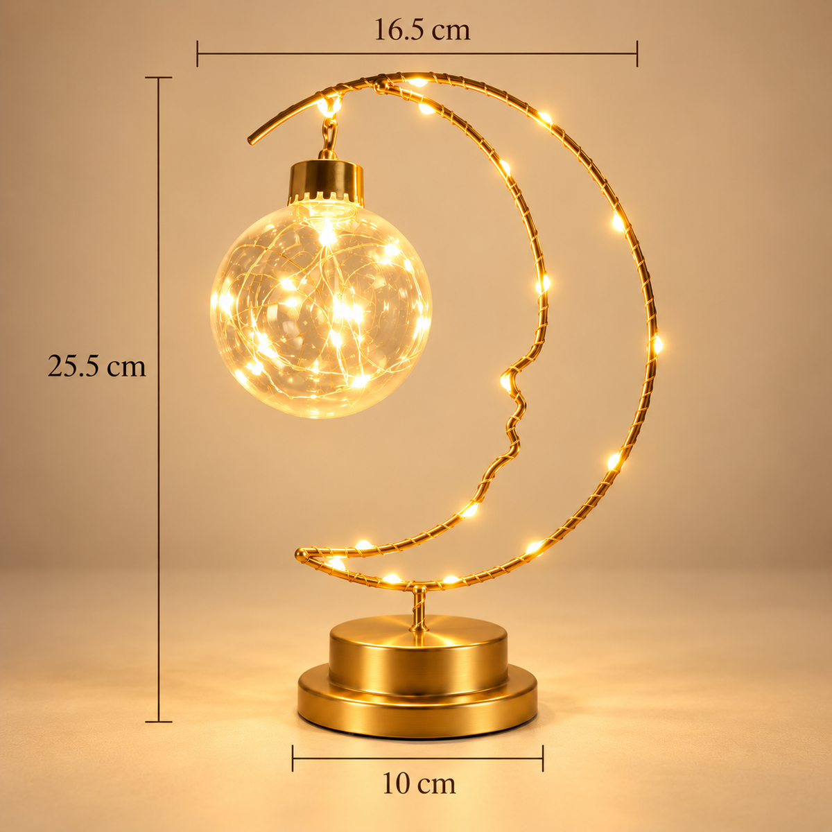 Dimensions de la lampe Lumière d'Instant pendentif balle : 25,5 cm de haut, 16,5 cm de large, base 10 cm | Cocon de Lune