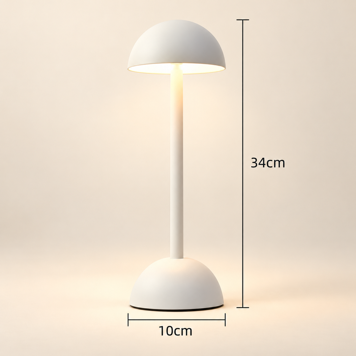 Lampe de Chevet Dôme Tactile Rechargeable - Clarity | Cocon de Lune - Blanche, dimensions 34 x 10 cm