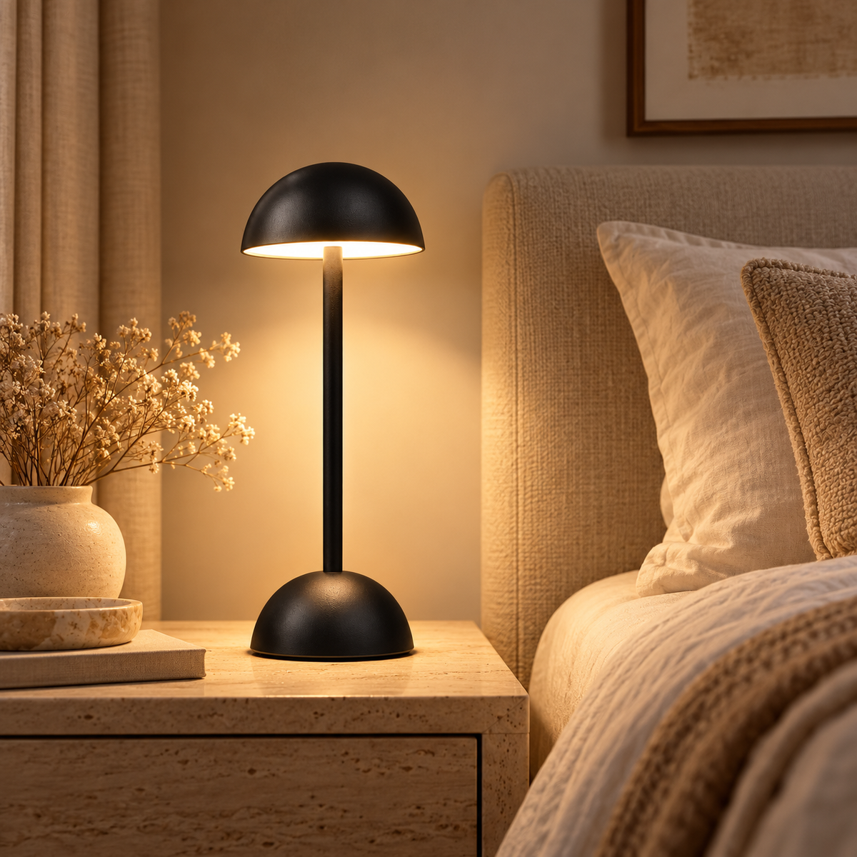 Lampe de Chevet Dôme Tactile Rechargeable - Clarity | Cocon de Lune - Sur une table de nuit