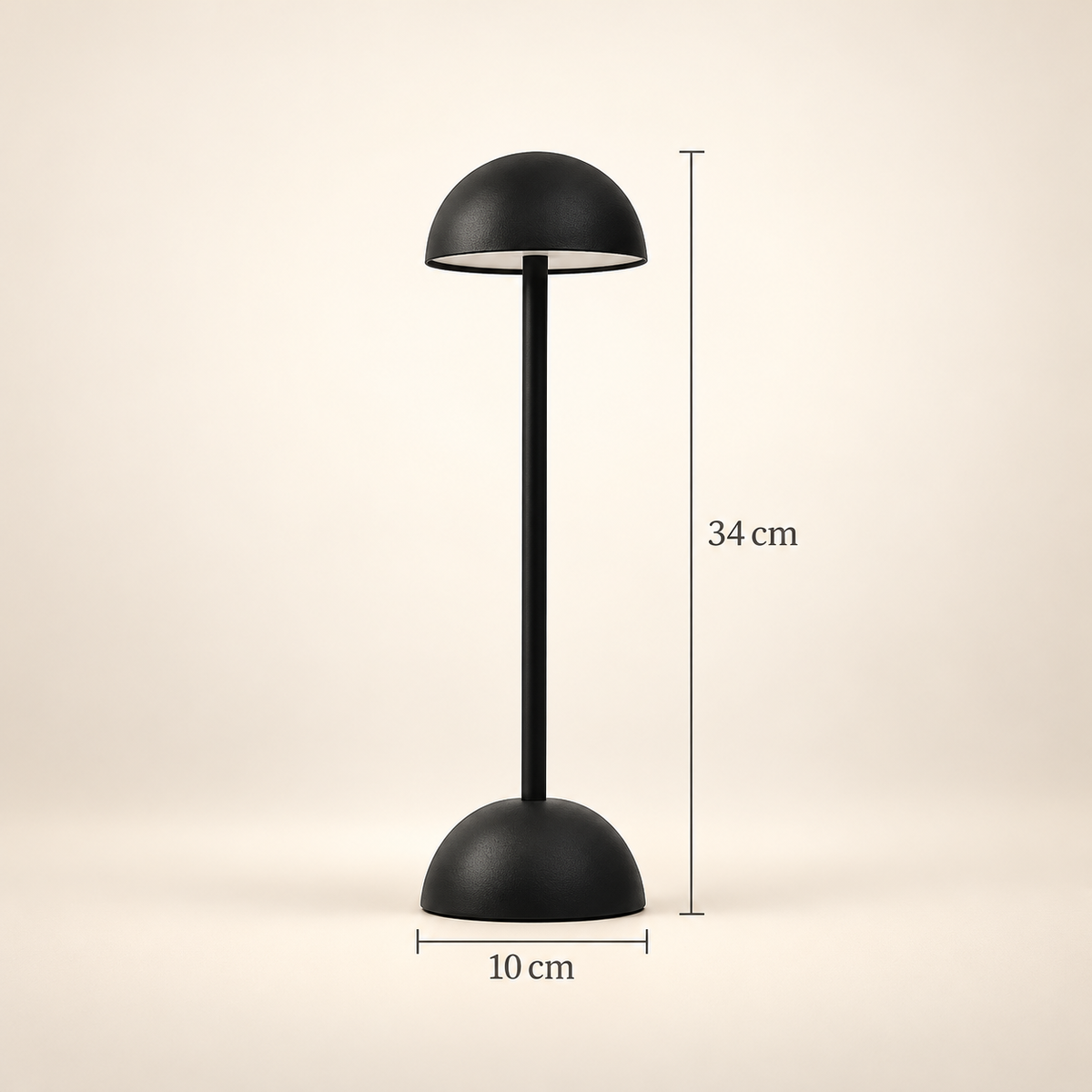 Lampe de Chevet Dôme Tactile Rechargeable - Clarity | Cocon de Lune - Noire, dimensions 34 x 10 cm