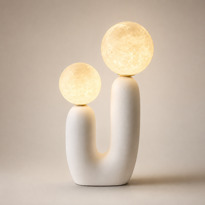 Lampe de chevet Duo de Lune, base en résine en U | Cocon de Lune