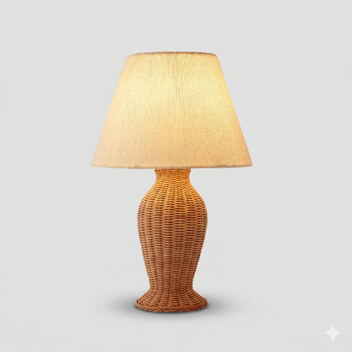 Lampe de Chevet en Rotin - Tissage Élégant | Cocon de Lune D30cm H47cm / Lumière froide