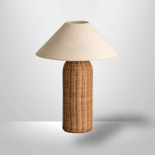 Lampe de Chevet en Rotin - Tissage Élégant | Cocon de Lune D35cm H47cm / Lumière froide