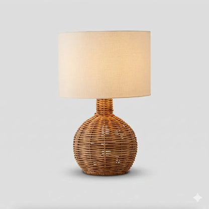 Lampe de Chevet en Rotin - Tissage Élégant | Cocon de Lune D36cm H52cm / Lumière froide