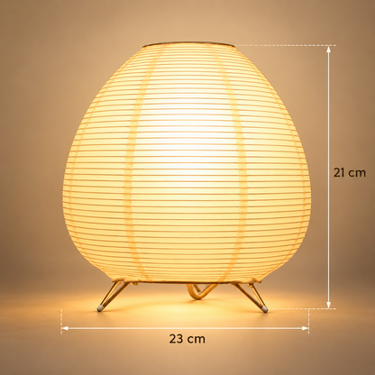 Lampe de Chevet Lanterne Ovale en Papier - Eclipsea | Cocon de Lune - dimensions 21 cm de haut et 23 cm de large