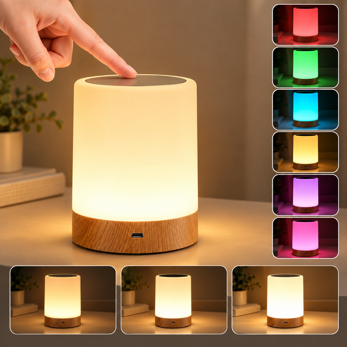 Lampe de Chevet LED - Lumière Naturelle | Cocon de Lune Tactile et Couleurs