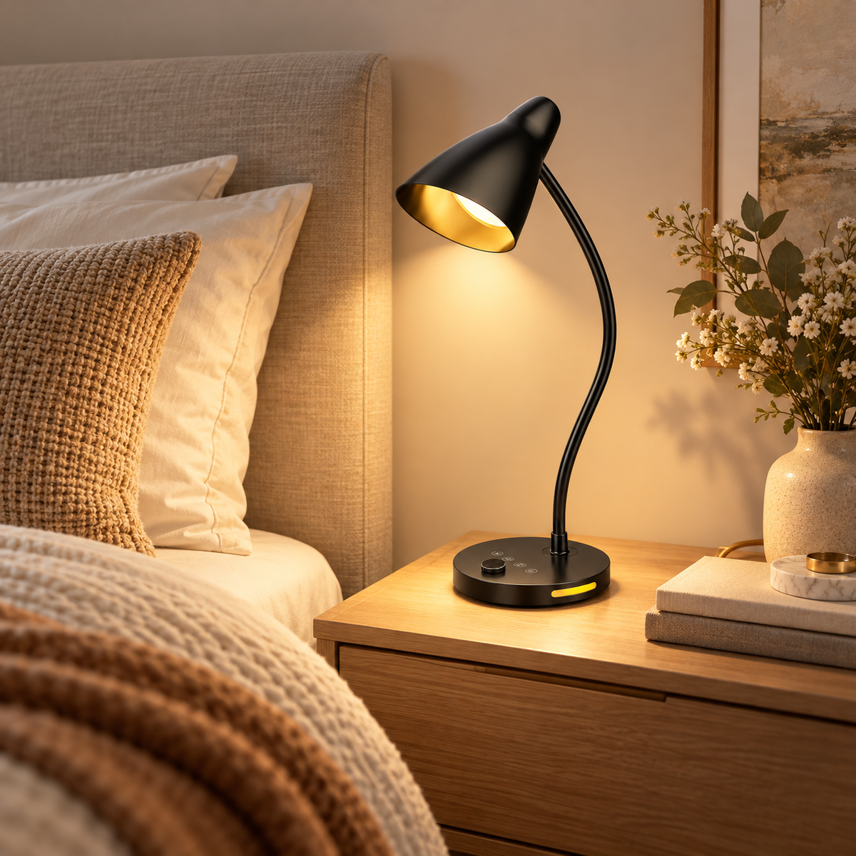 Lampe de Chevet Liseuse à Poser ou à Pince - Sora | Cocon de Lune - Sur une table de nuit