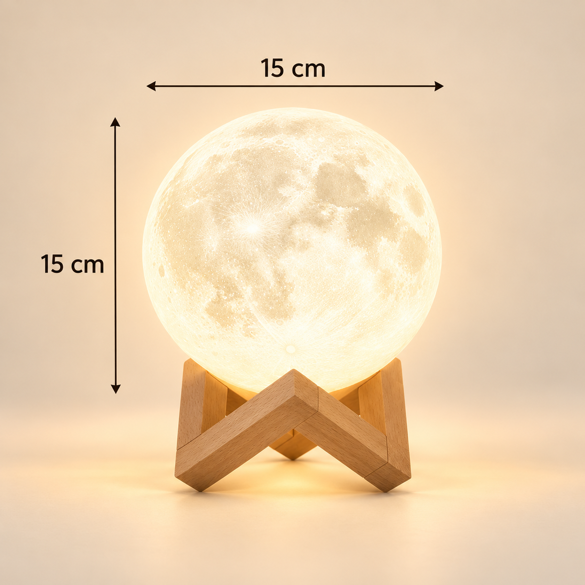 Lampe de Chevet Lune 16 Couleurs - Bois de Lune | Cocon de Lune - taille 15 cm