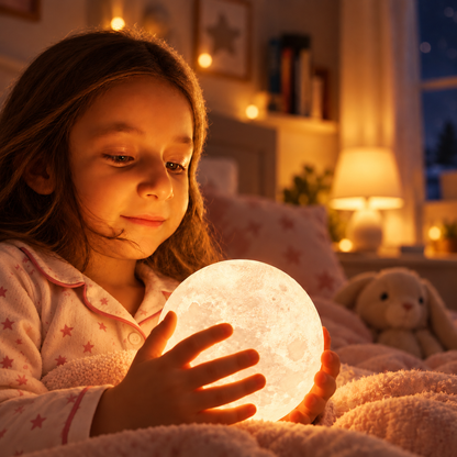 Lampe de Chevet Lune 16 Couleurs - Bois de Lune | Cocon de Lune - dans une chambre d'enfant