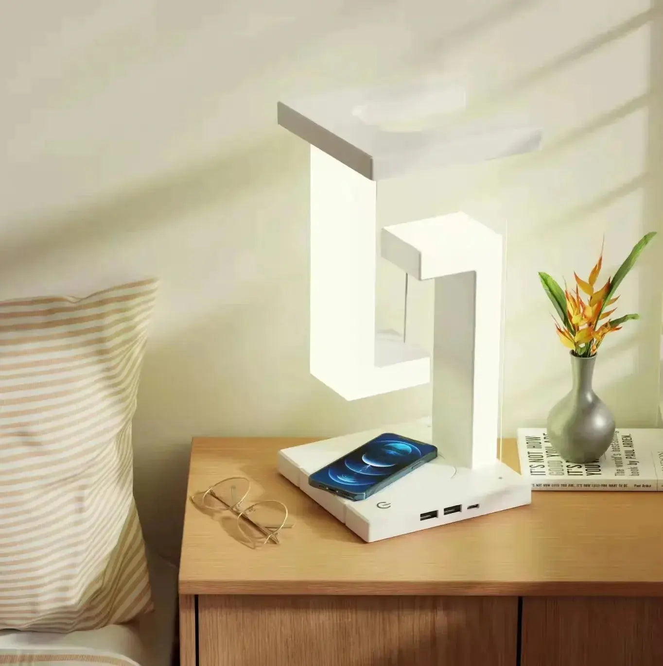 Lampe de Chevet Moderne Blanche à Effet Suspendu - Stream - Cocon de 