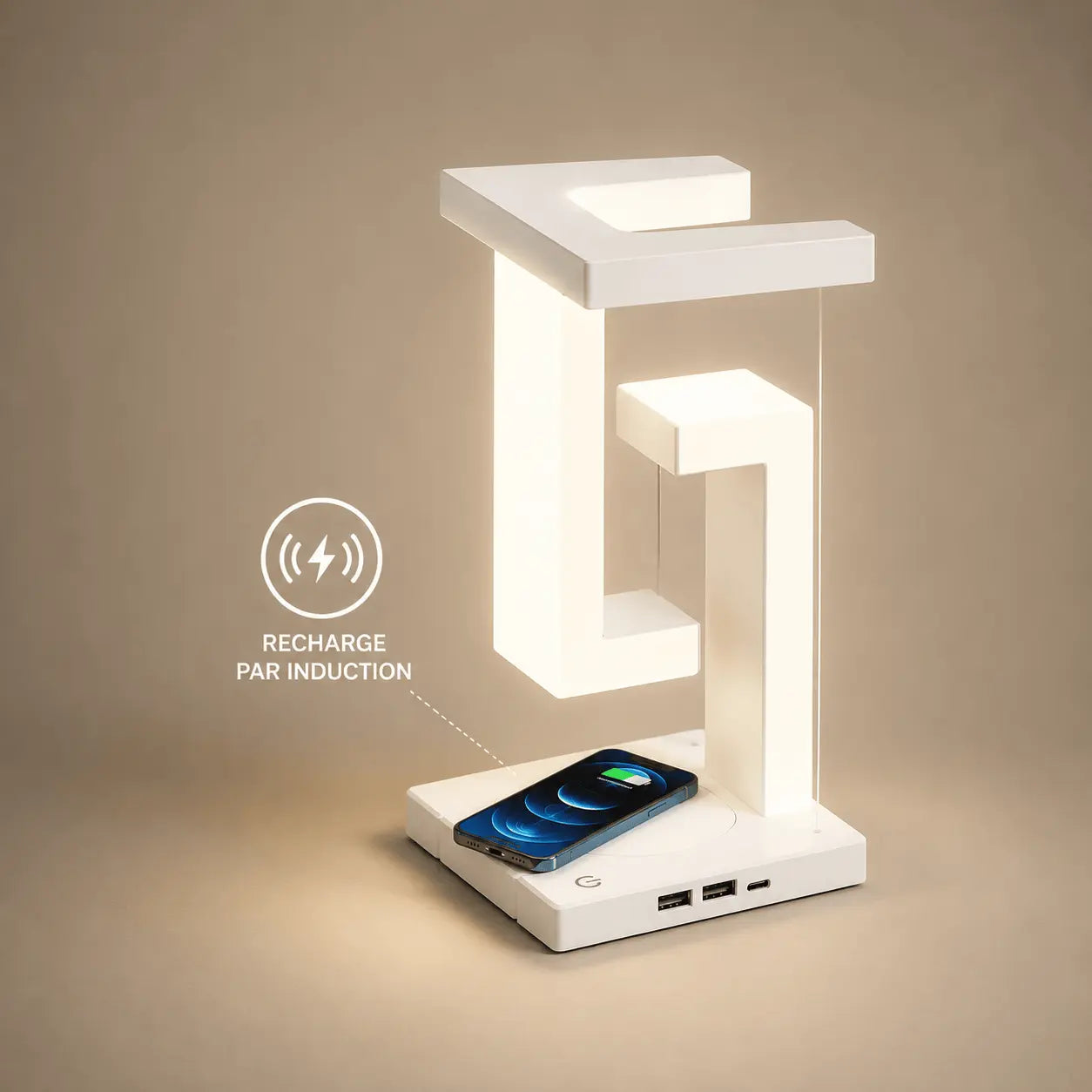 Lampe de Chevet Moderne Blanche à Effet Suspendu - Stream - Cocon de  Charge induction